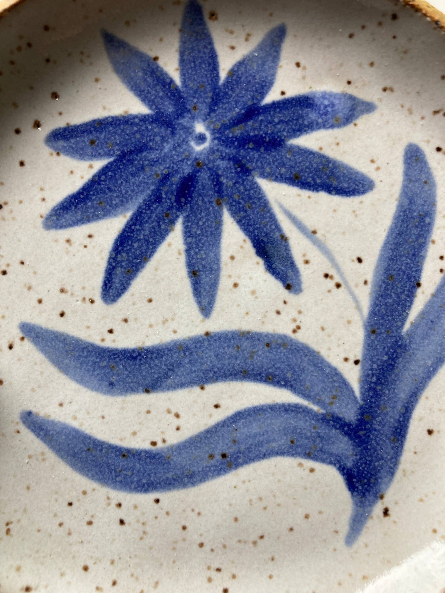 Speckled floral painted ring dish