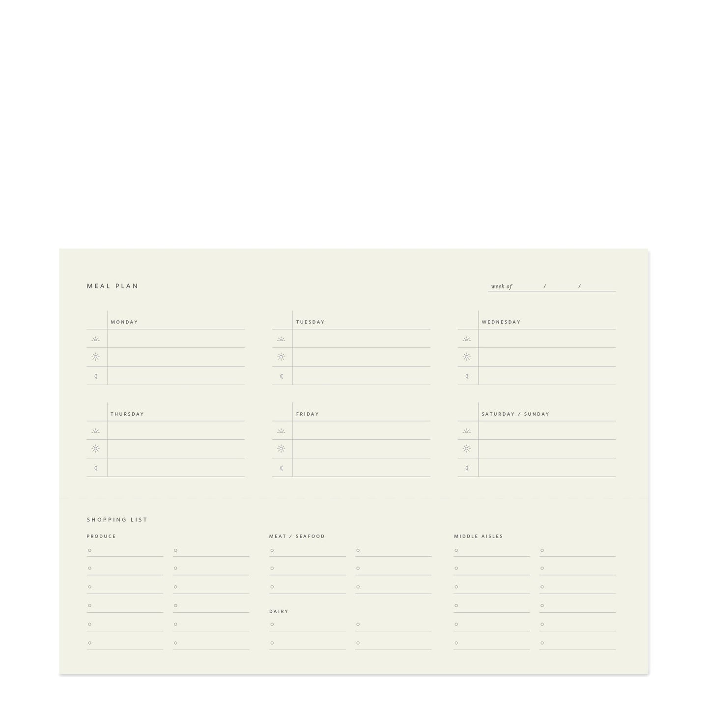 Weekly Meal Planner Notepad