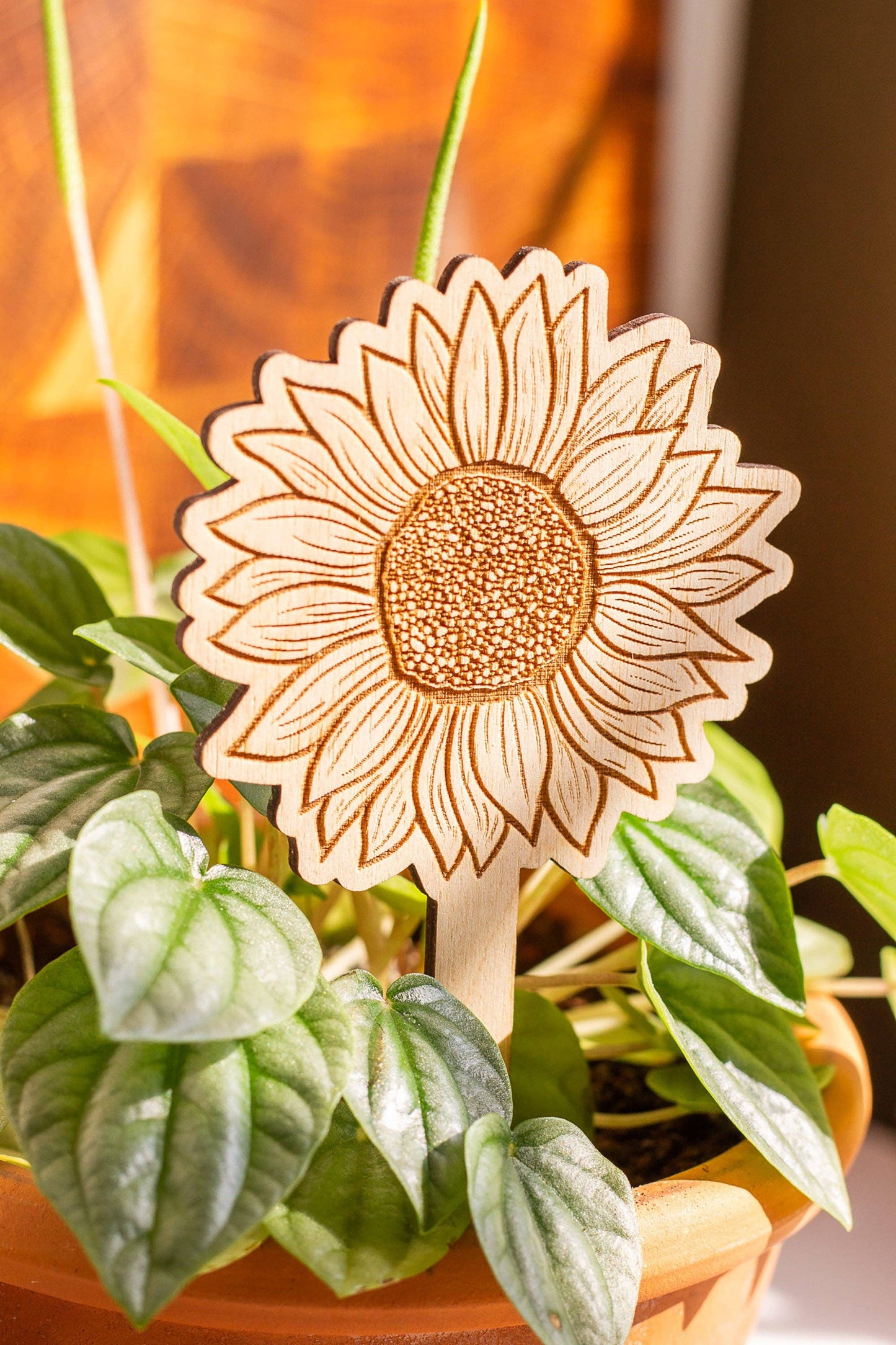 Sunflower Wooden Plant Stake