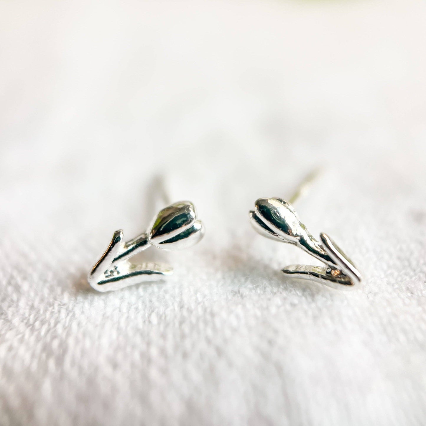 Mini Silver Tulip Studs