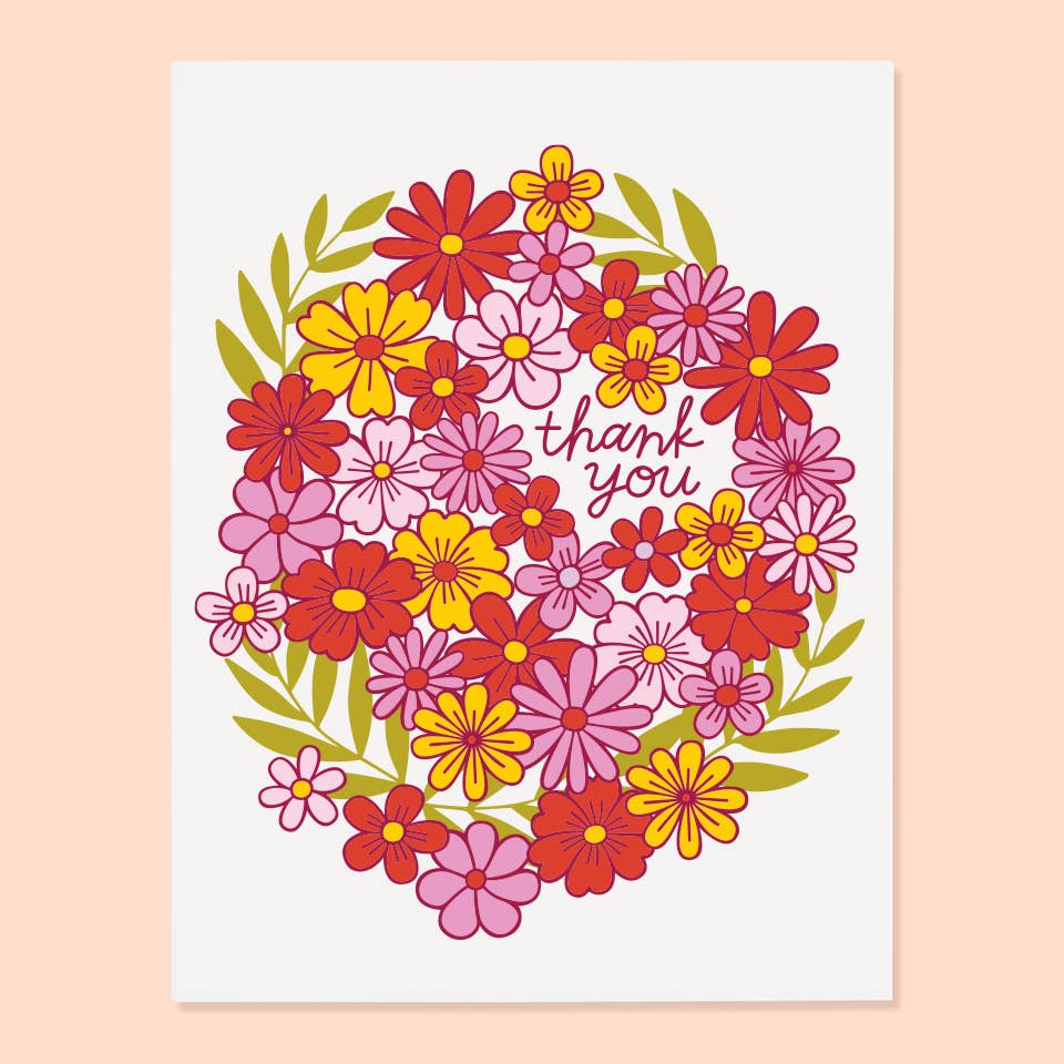 Floral Wreath Thanks Card