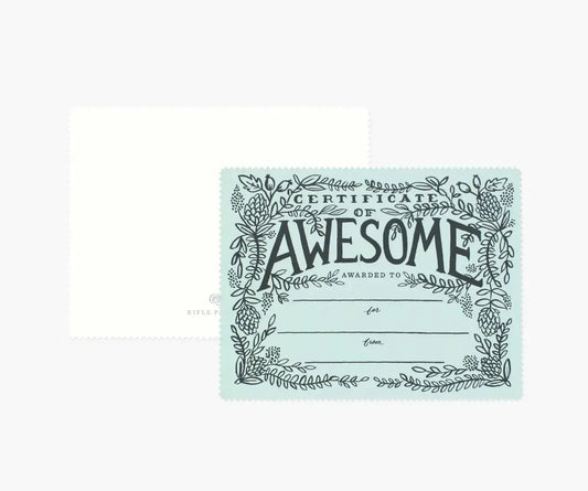 Certificate of Awesome card