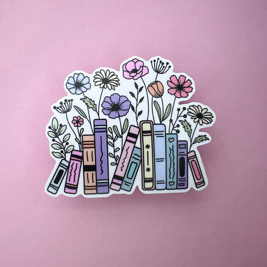 Floral Book Stack Sticker