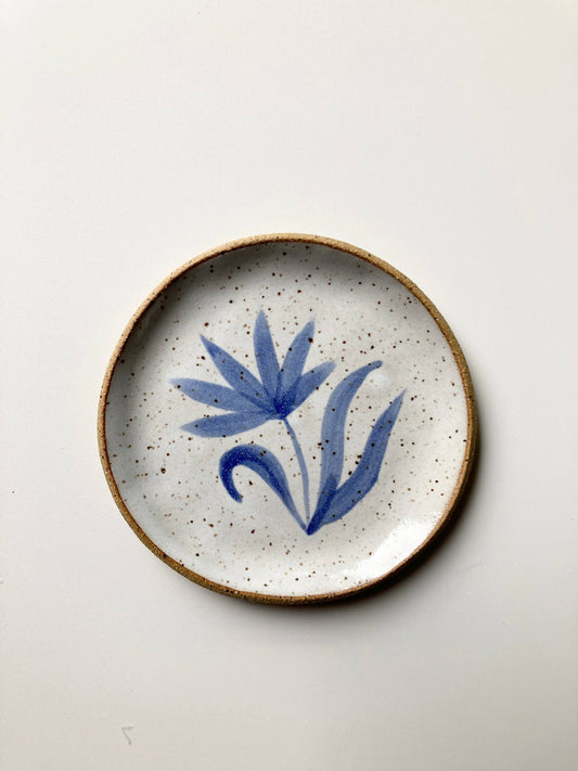 Speckled floral painted ring dish
