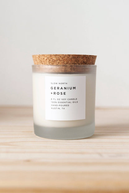 Slow North Candle - Geranium + Rose