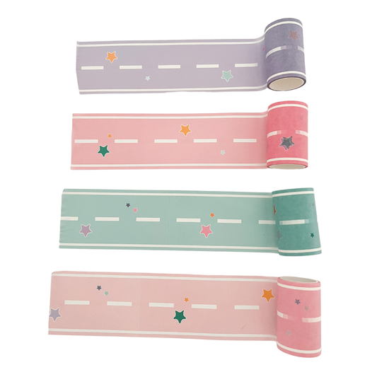 Pastel Colored Play Road Tape (Set Of 4 Rolls)